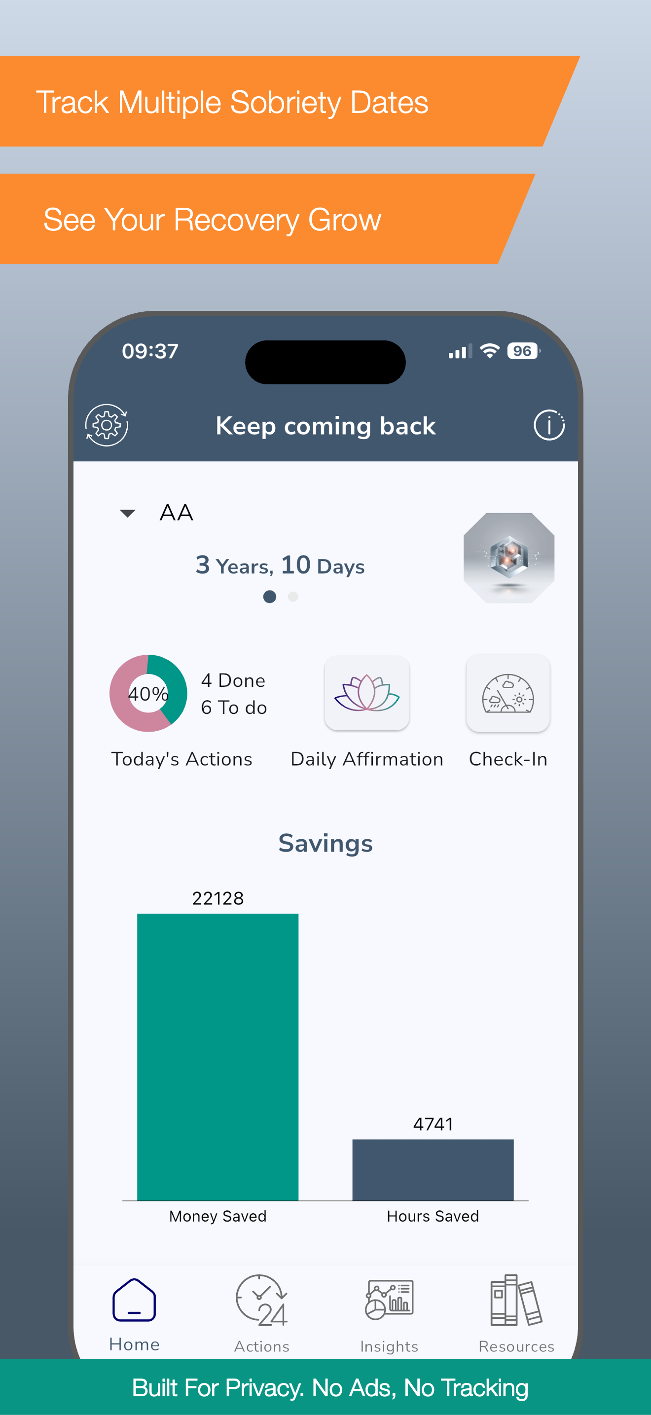 My 12-Step Coach home screen