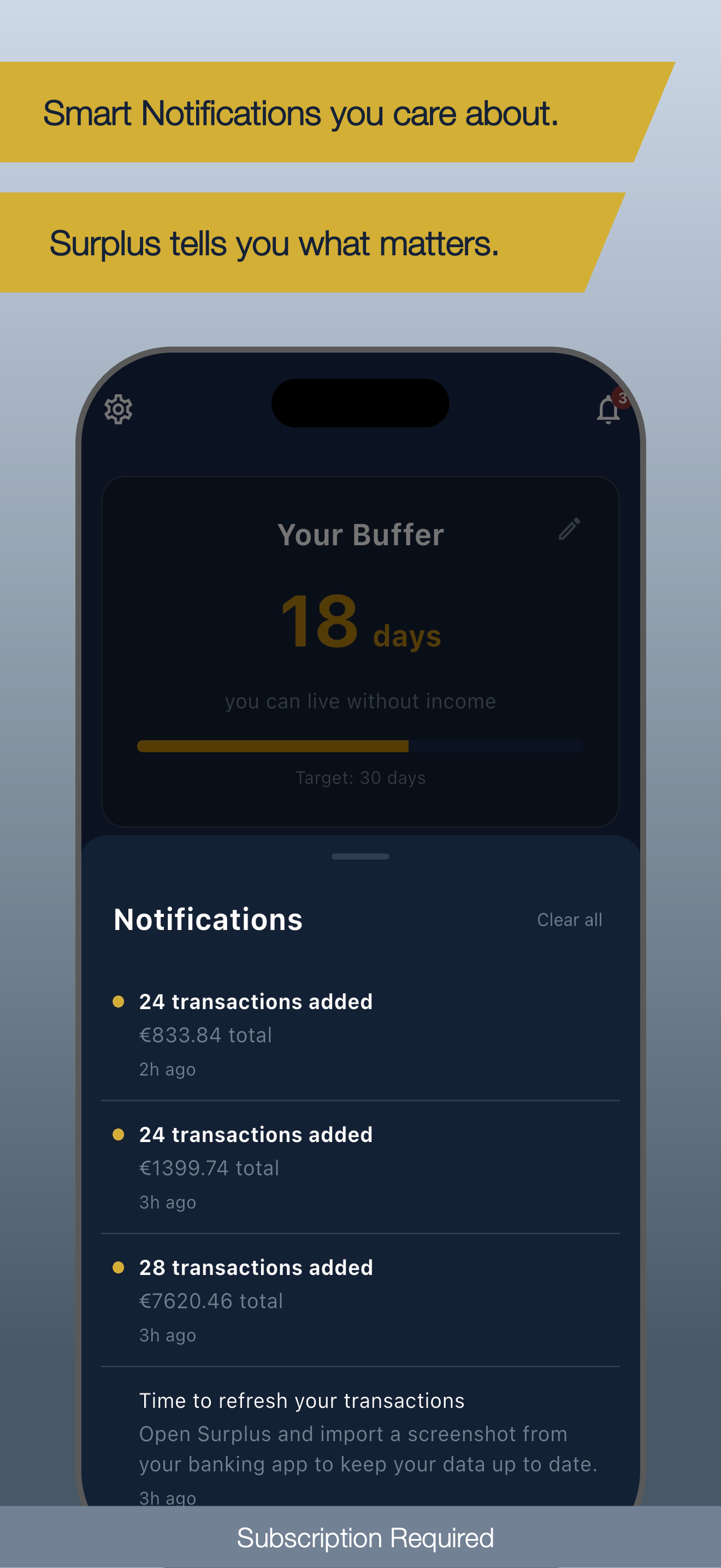 Surplus plan screen